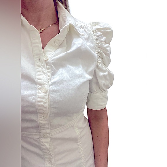 FRAME | White Denim Shirt Dress | Size Small - Picture 8 of 11
